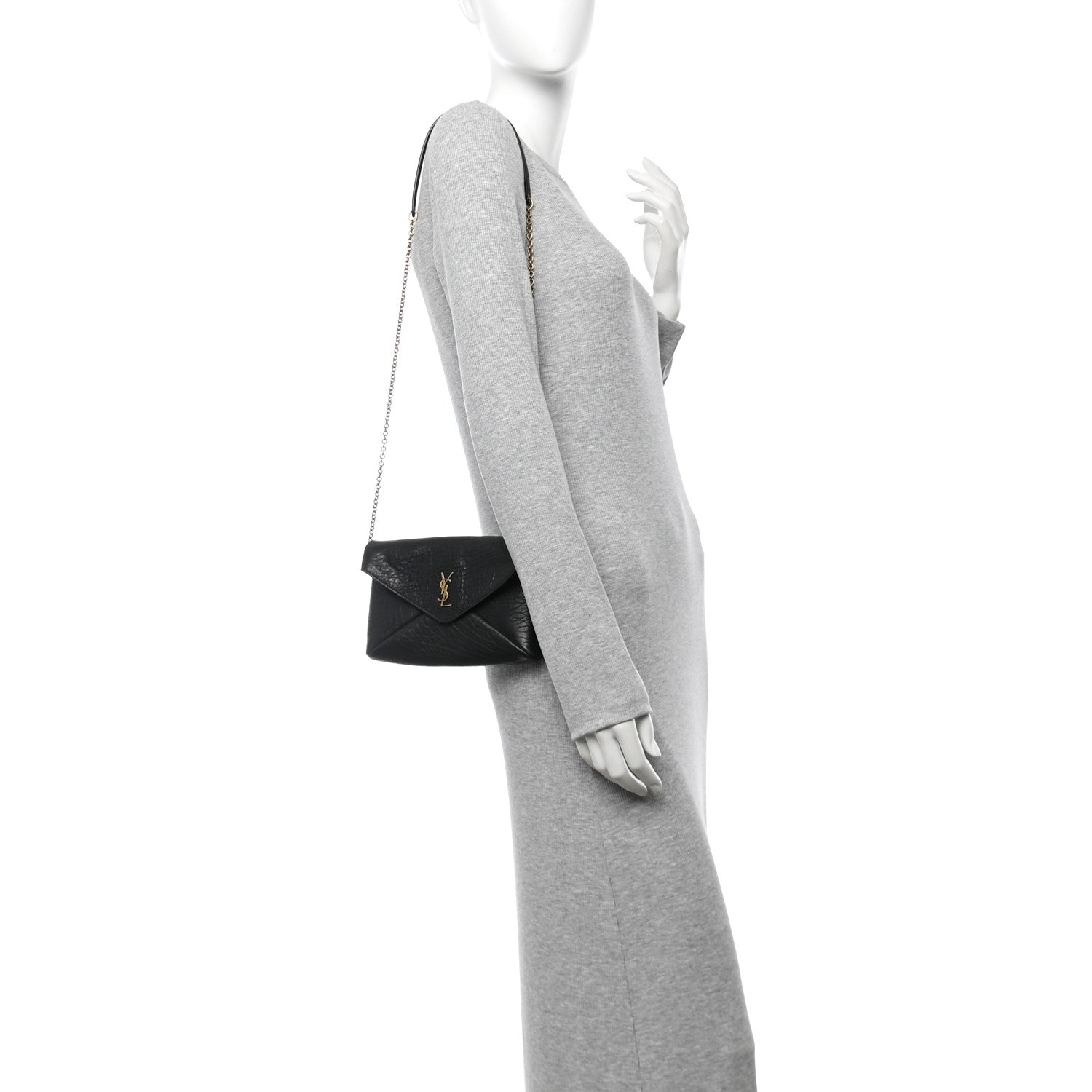 Saint Laurent Supple Lambskin Small Cassandre Chain Pouch Black 3 of 11