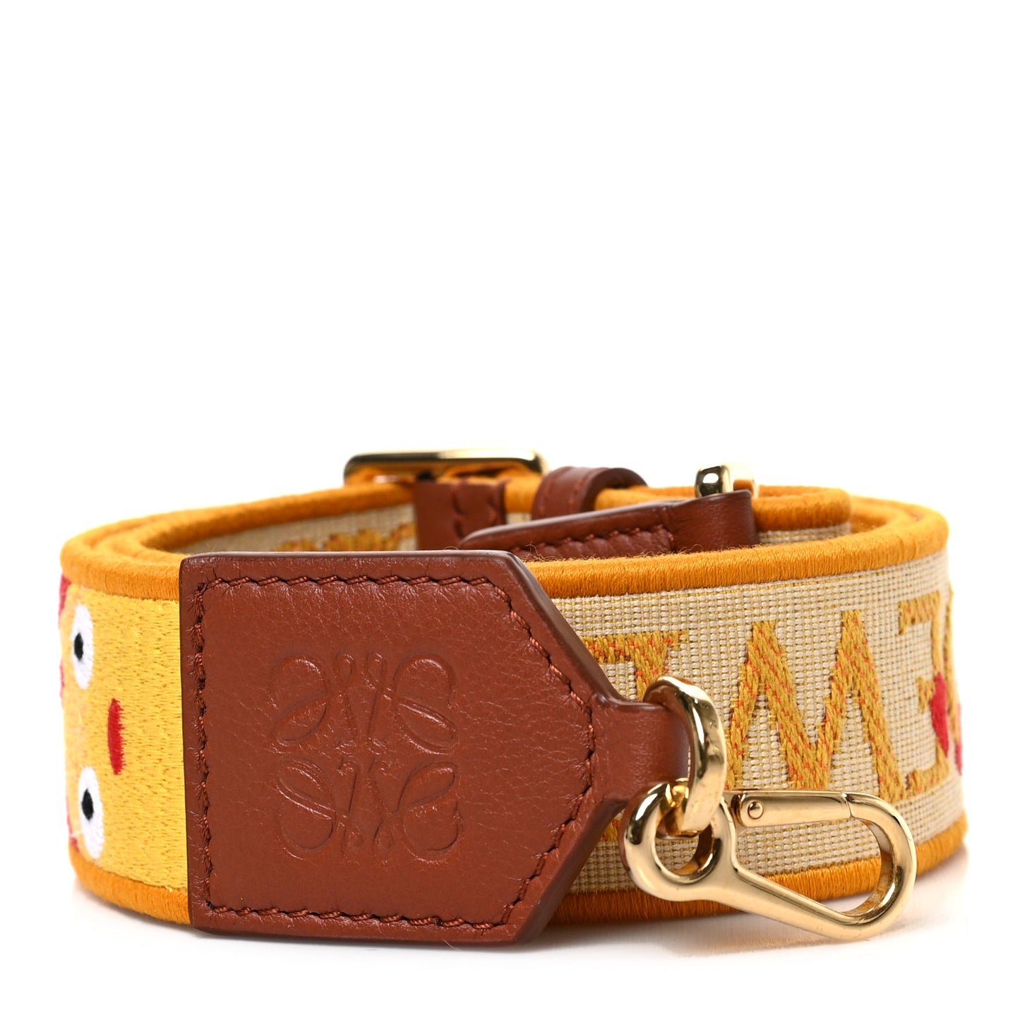X HOWLS MOVING CASTLE Calfskin Calcifer Jacquard Anagram Strap Yellow Orange