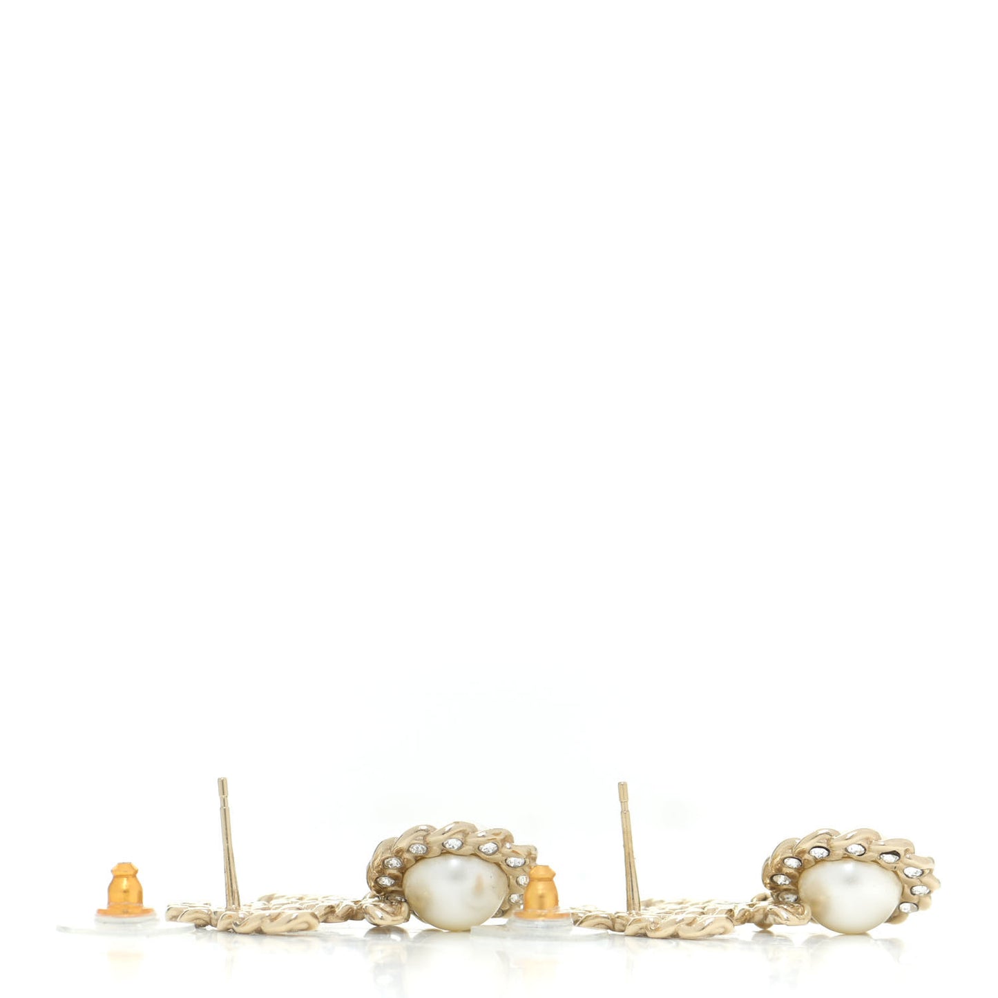 Crystal Pearl Pearls Coronation CC Drop Earrings Gold