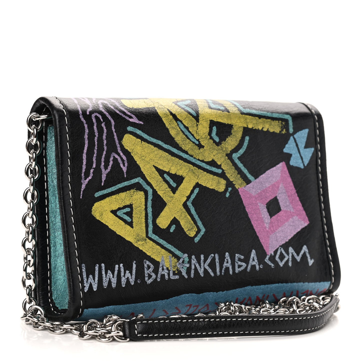 Agneau Arena Graffiti All Over Bazar Chain Shoulder Bag Black Multicolor
