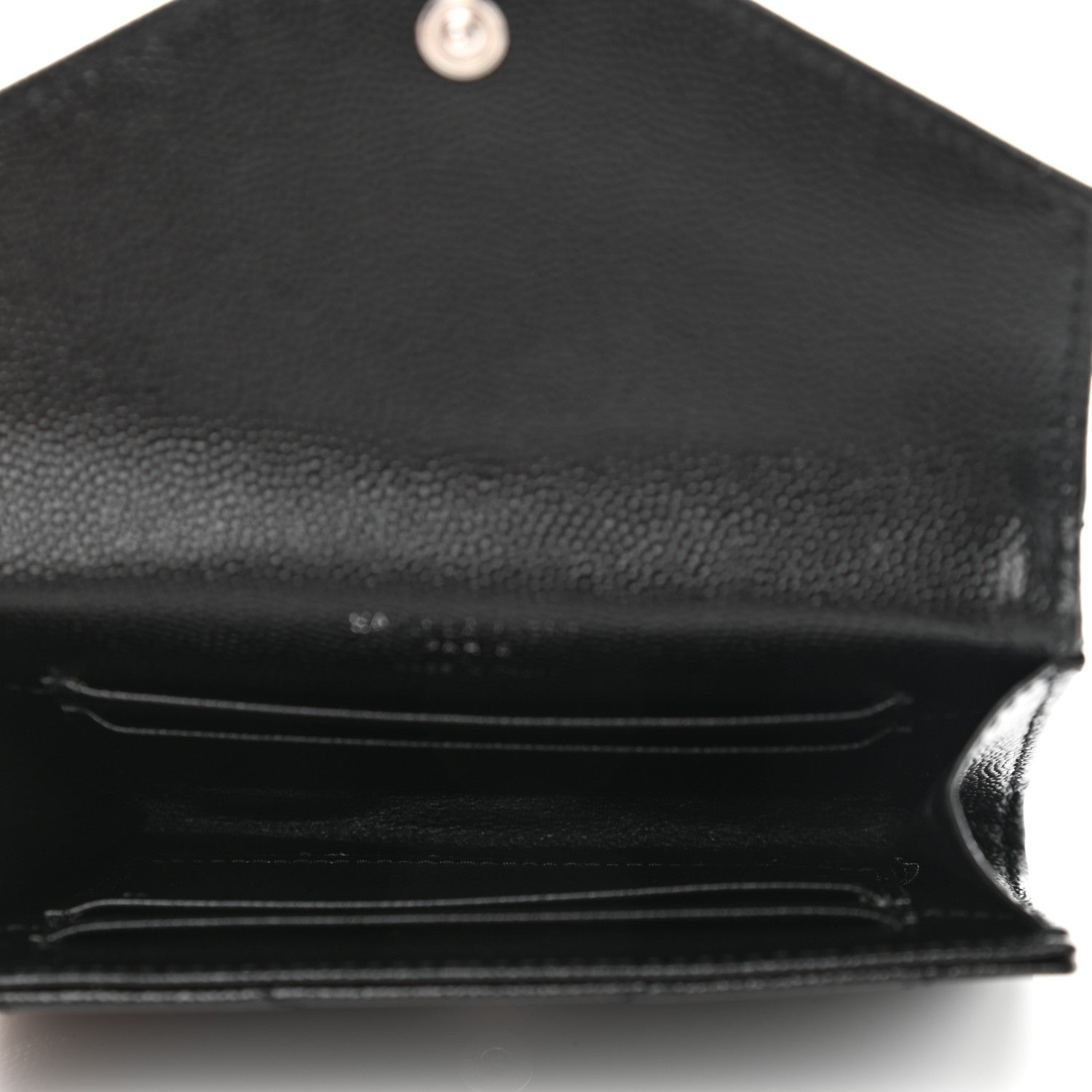 Saint Laurent Grain De Poudre Matelasse Chevron Monogram Card Case Black 5 of 7
