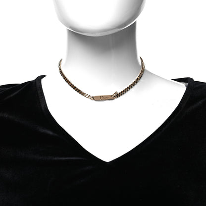 Christian Dior Logo Tag Necklace Gold 2 of 5