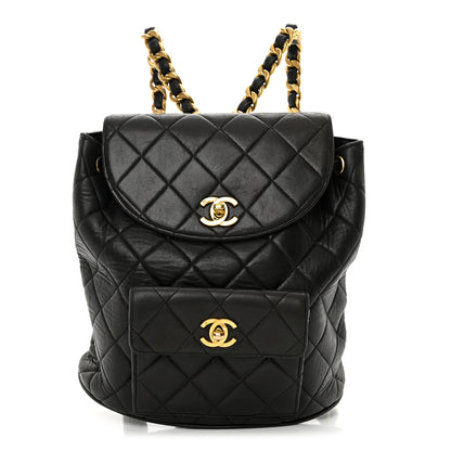 Chanel Lambskin Quilted Drawstring Backpack Black 1 of 11