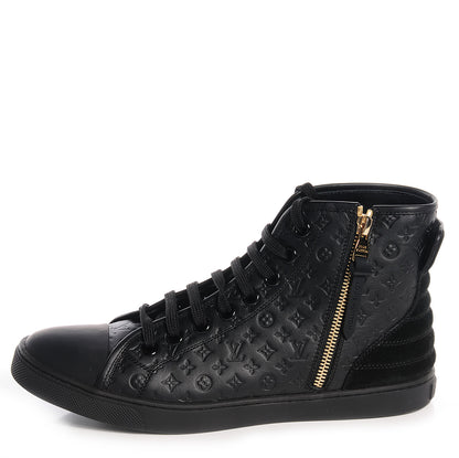 Louis Vuitton Calfskin Monogram Embossed Punchy Sneakers 39.5 Black 1 of 8