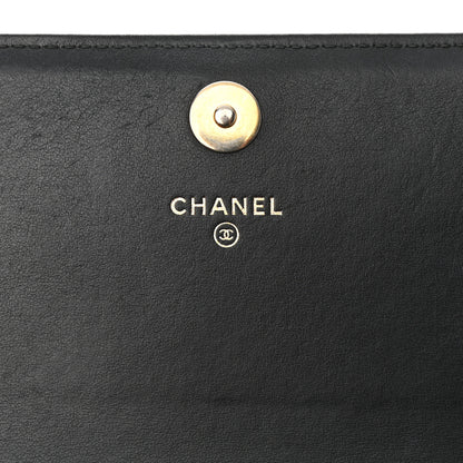 Chanel Letter Calfskin Embossed Quilted Square Wallet On Chain WOC Black 11 of 27