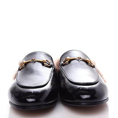 Gucci Patent Fur Womens Princetown Slippers 38 Black Natural 2 of 10