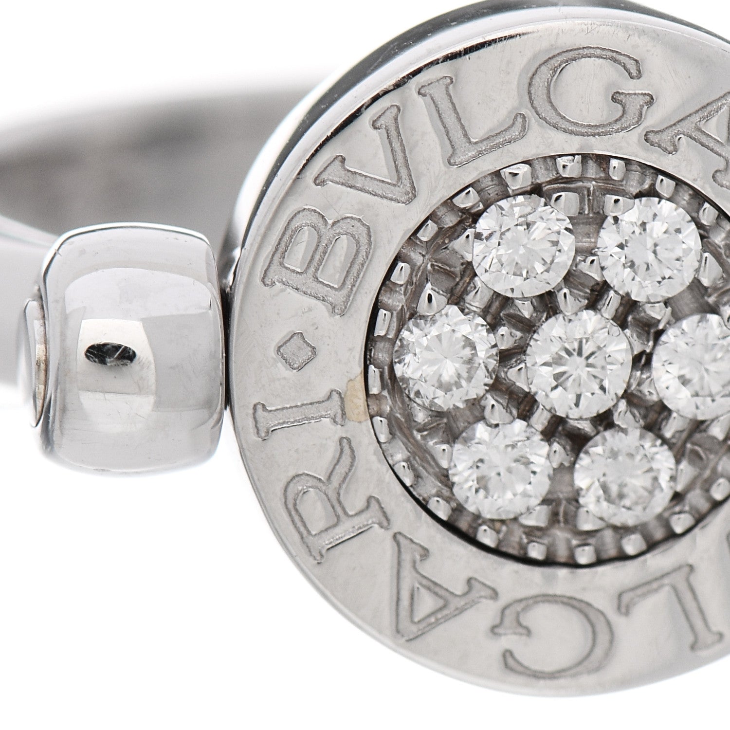 Bulgari 18K White Gold Diamond Black Onyx Bvlgari Bvlgari Flip Ring 52 6 7 of 8