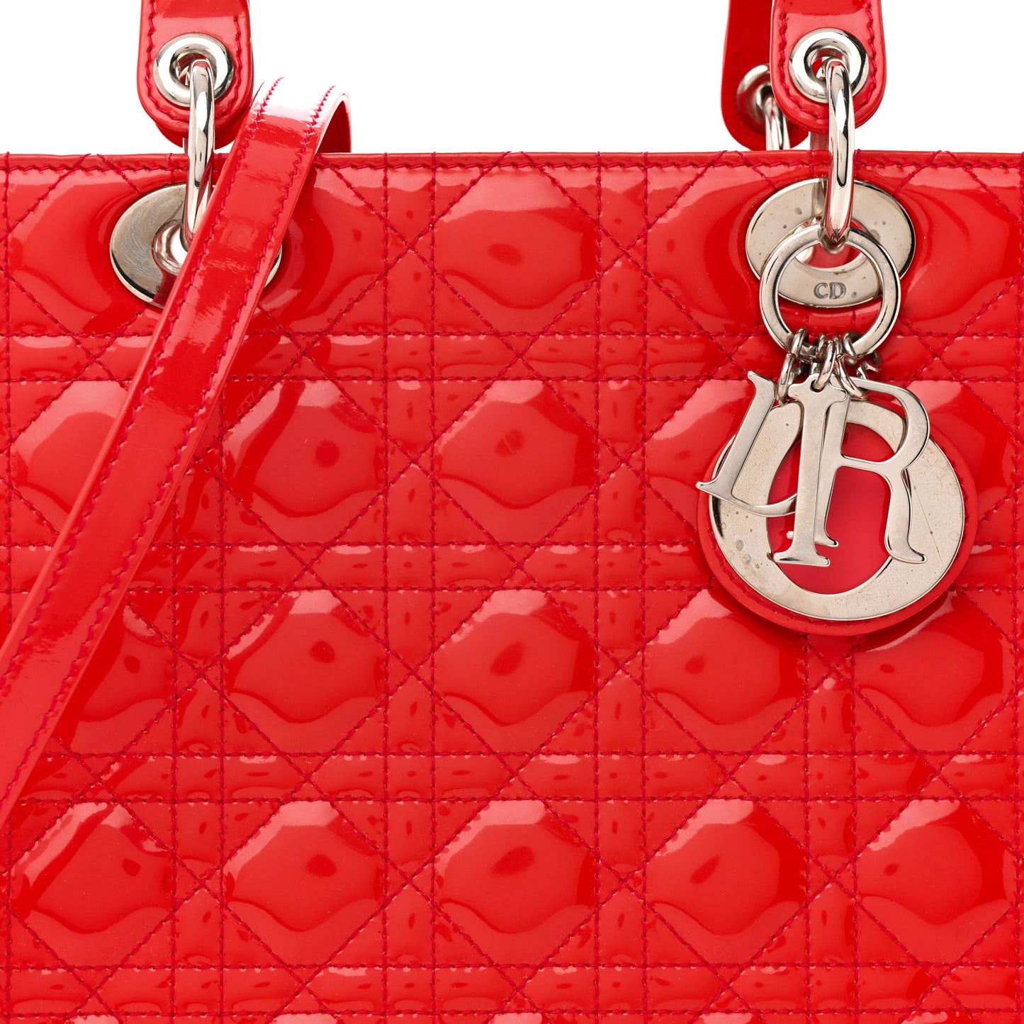 Patent Cannage Large Lady Dior Fuchsia