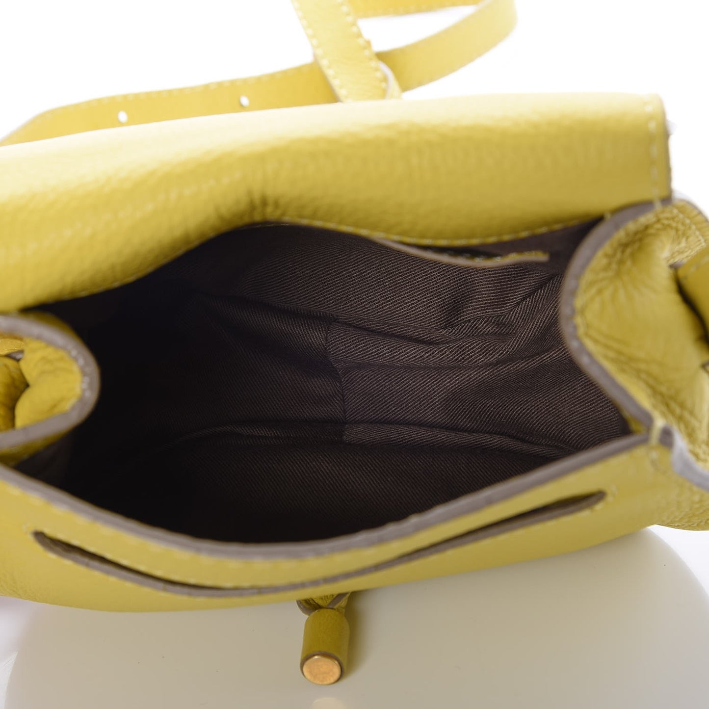 Calfskin Mini Marcie Round Crossbody Bag Neon Yellow