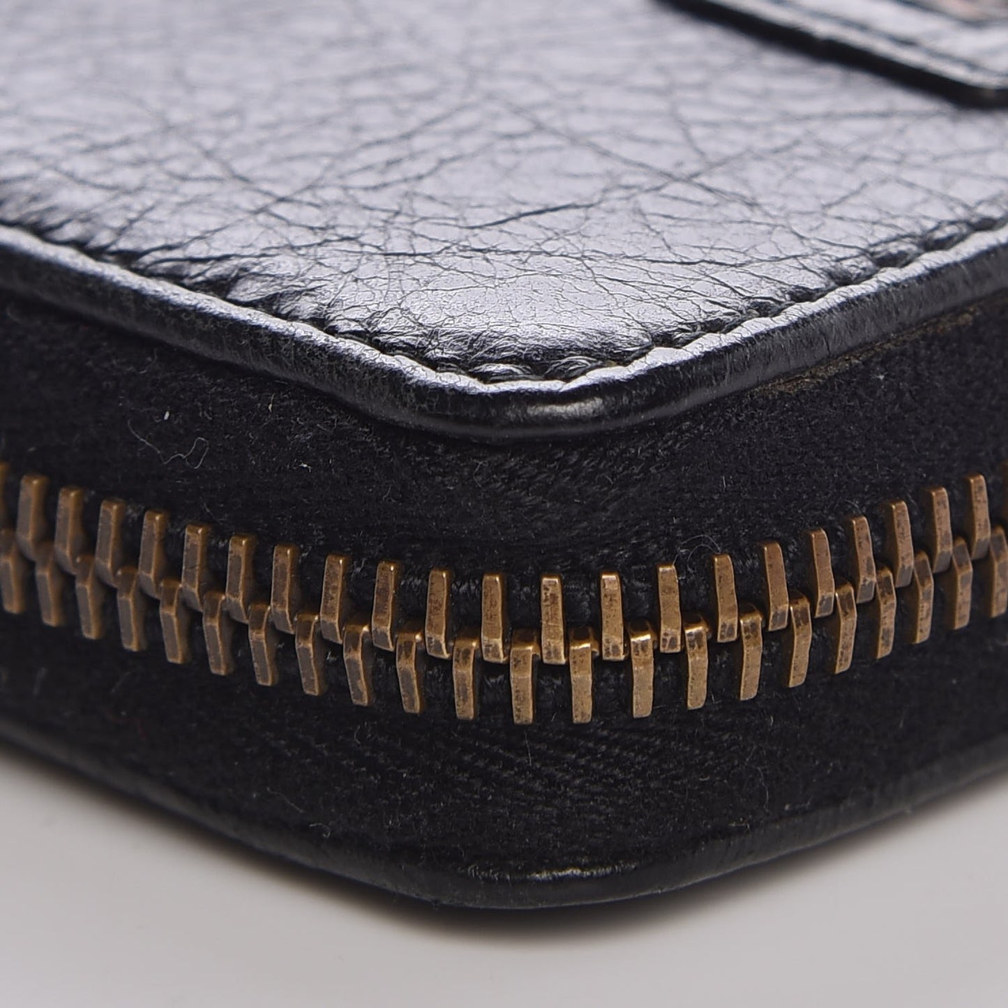Agneau Classic Hardware Continental Zip Around Wallet Black