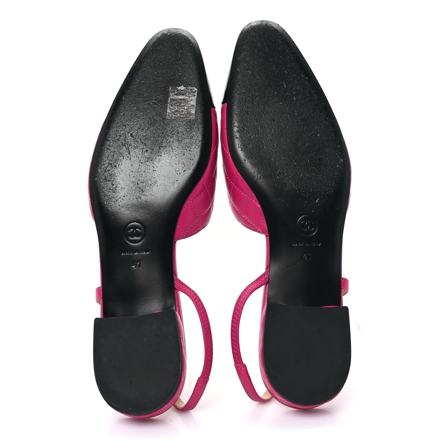 Lambskin Patent Cap Toe CC Slingback Flats 41 Pink Black