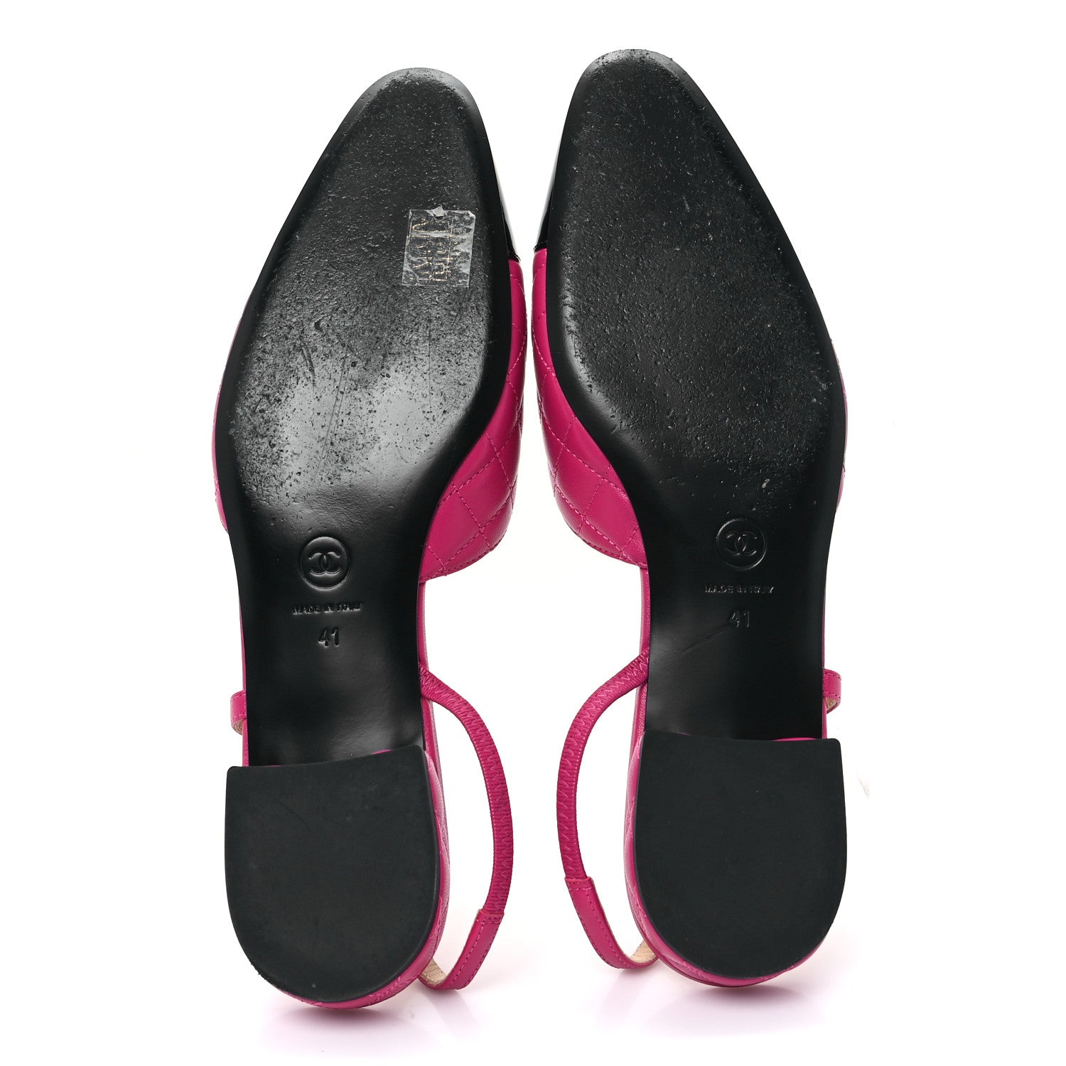 Chanel Lambskin Patent Cap Toe CC Slingback Flats 41 Pink Black 6 of 9