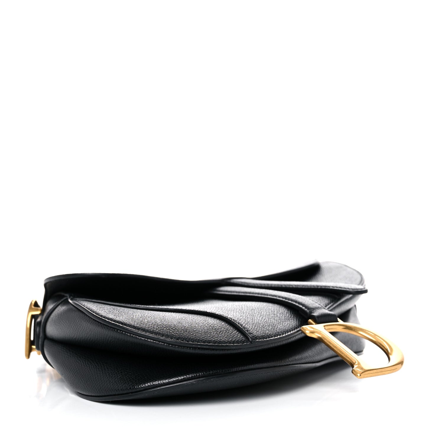Grained Calfskin Saddle Bag Black