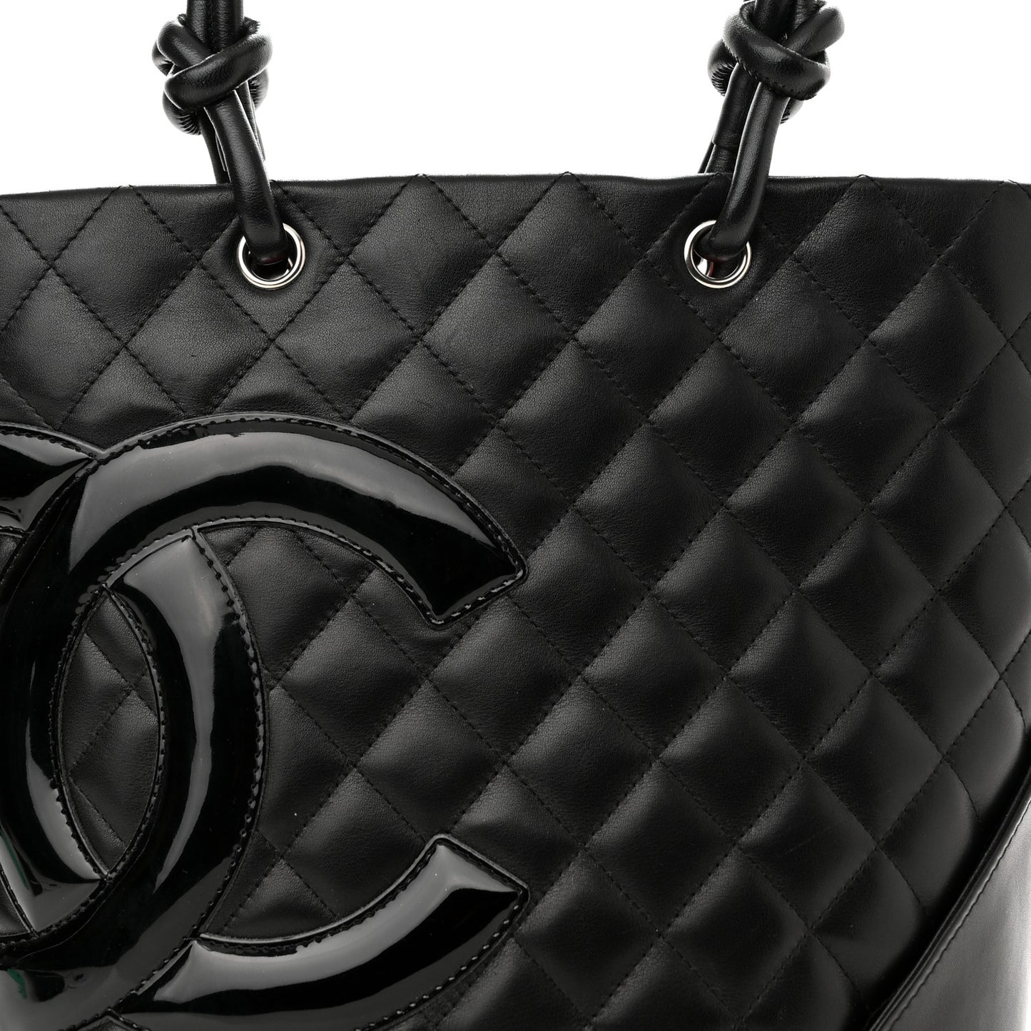 Calfskin Quilted Medium Cambon Tote Black