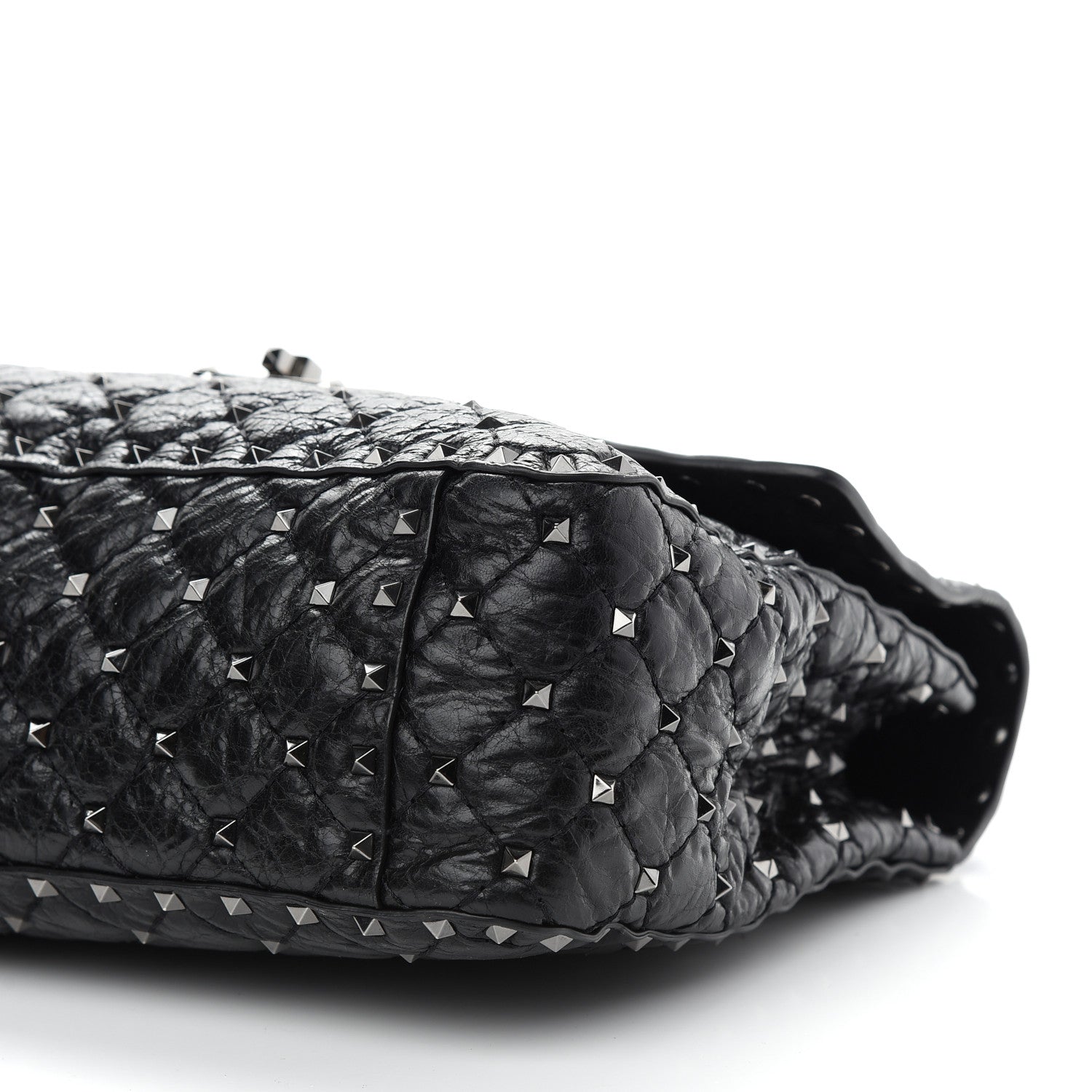 Valentino Garavani Craquele Nappa Large Rockstud Spike Shoulder Bag Black 8 of 8
