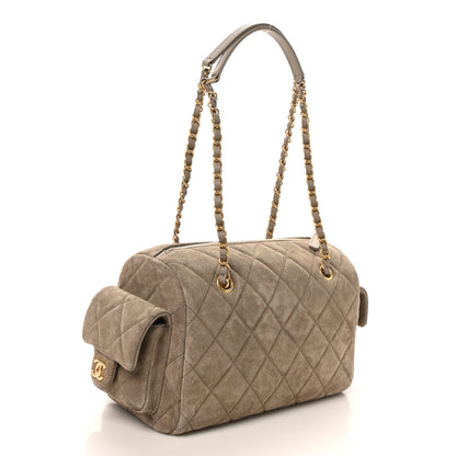 Chanel Suede Quilted Chanel 25 Bowling Bag Dark Grey 3 of 11