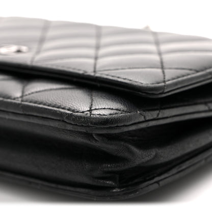 Chanel Lambskin Quilted Wallet On Chain WOC Black 11 of 12