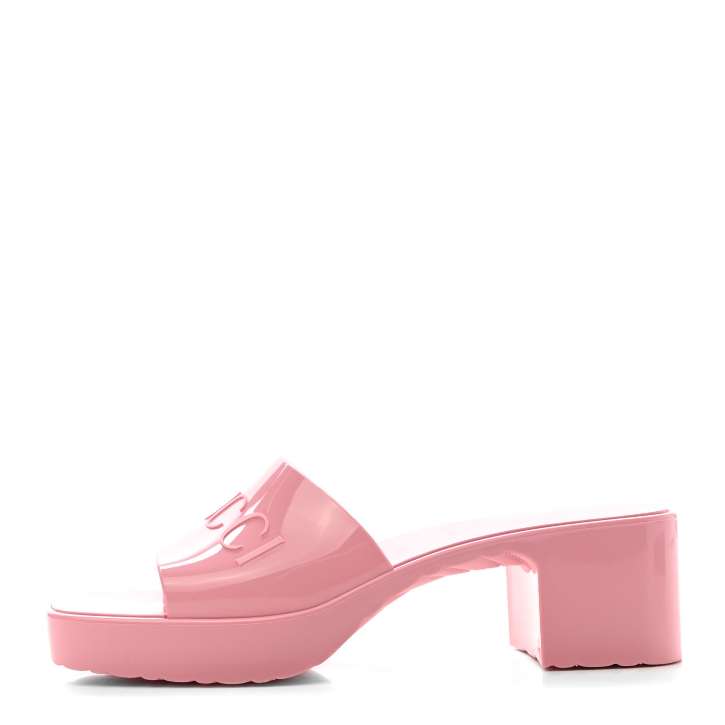 Rubber Gucci Logo Womens Platform 20/60mm Slide Sandals 40 Wild Rose