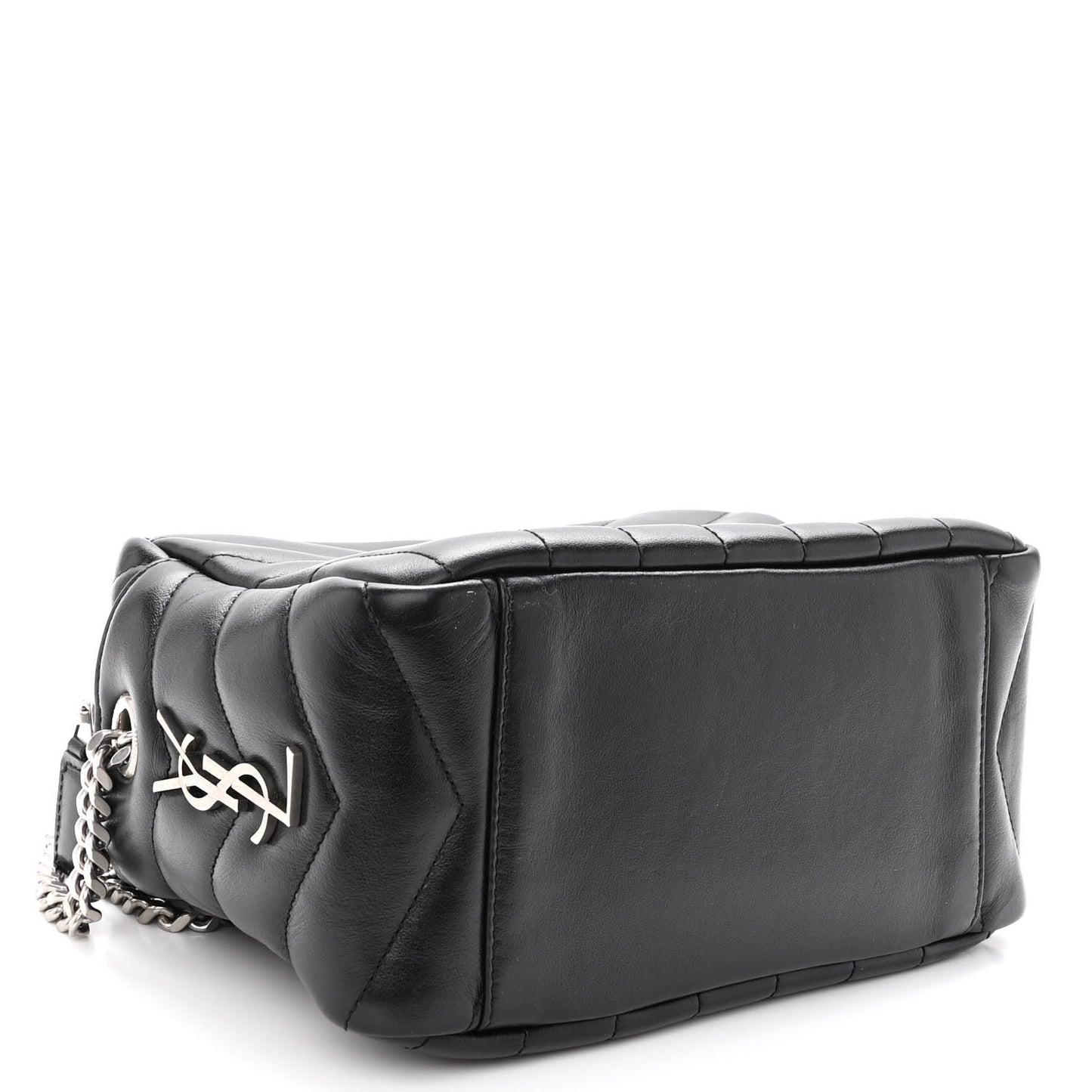 Calfskin Y Quilted Monogram Small Loulou Bowling Bag Black
