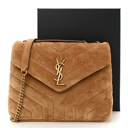 Saint Laurent Suede Calfskin Y Quilted Monogram Small Loulou Chain Satchel Cinnamon 11 of 11