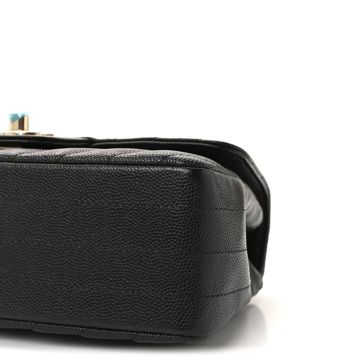 Caviar Chevron Quilted Mini Rectangular Flap Black