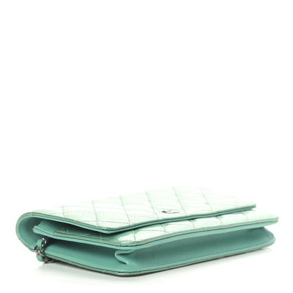 Chanel Patent Quilted Wallet On Chain WOC Blue 4 of 15