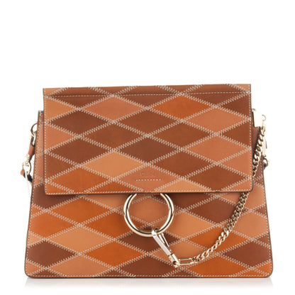 Chloe Calfskin Patchwork Medium Faye Shoulder Bag Caramel 1 of 8