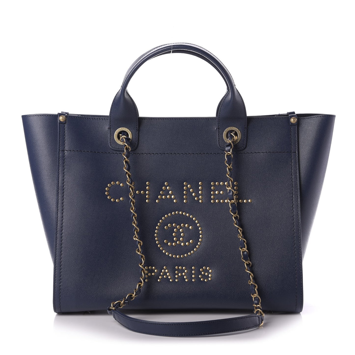 Caviar Small Studded Deauville Tote Navy