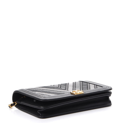 Chanel Calfskin Caviar Chevron Quilted Mixed Boy Wallet On Chain WOC Black 4 of 10