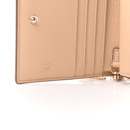 MCM Calfskin Ottomar Monogram Bi-Fold Wallet Beige 6 of 8