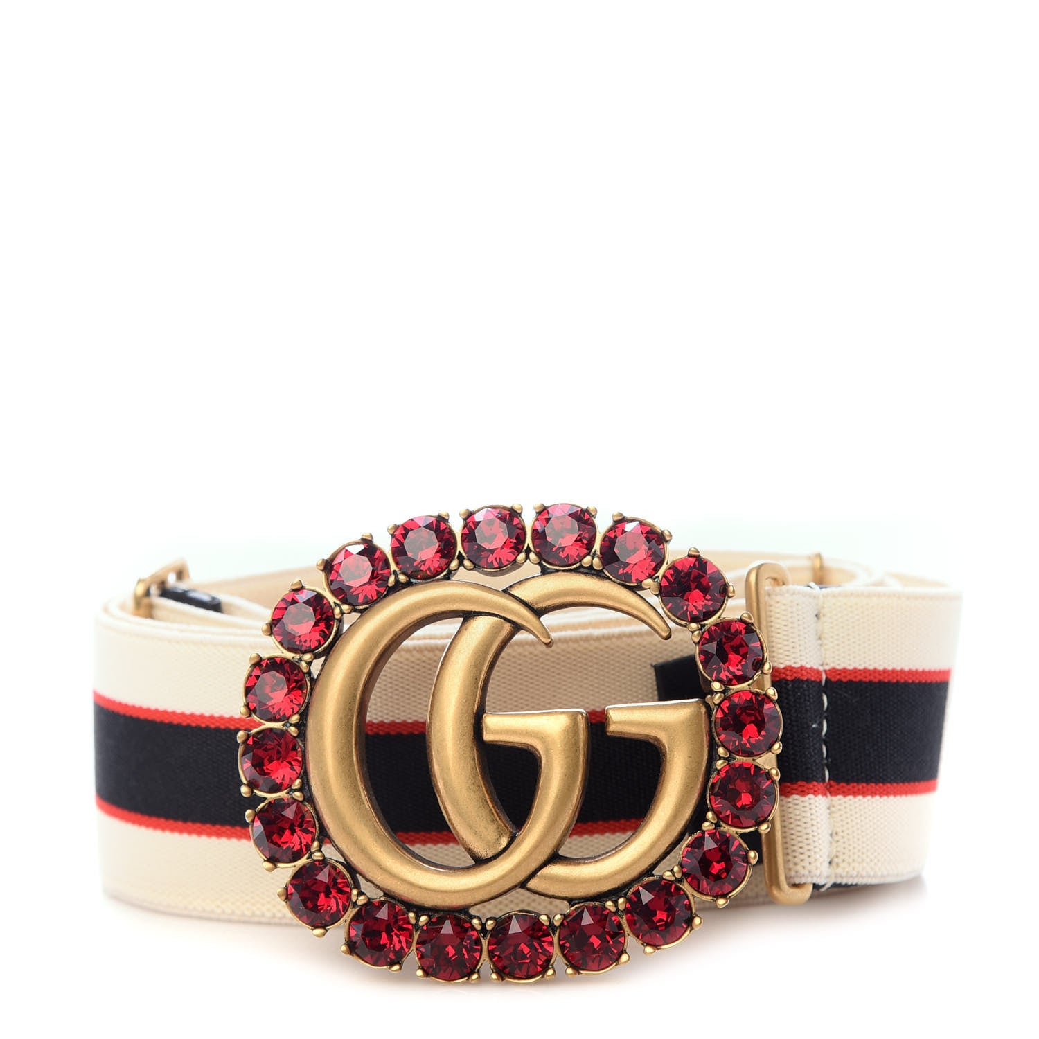 Gucci Jacquard Crystal Stripe Double G Belt 95 38 White 1 of 6
