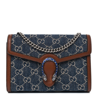 Gucci New Denim GG Monogram Dollar Calfskin Enamel Mini Dionysus Chain Wallet Blue Tea Cuir Epilog Electric Blue 1 of 5