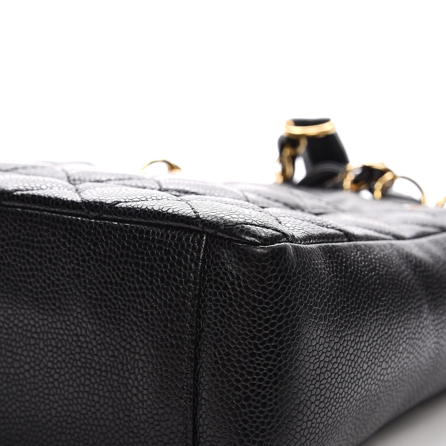 Caviar Quilted Petit Shopping Tote PST Black