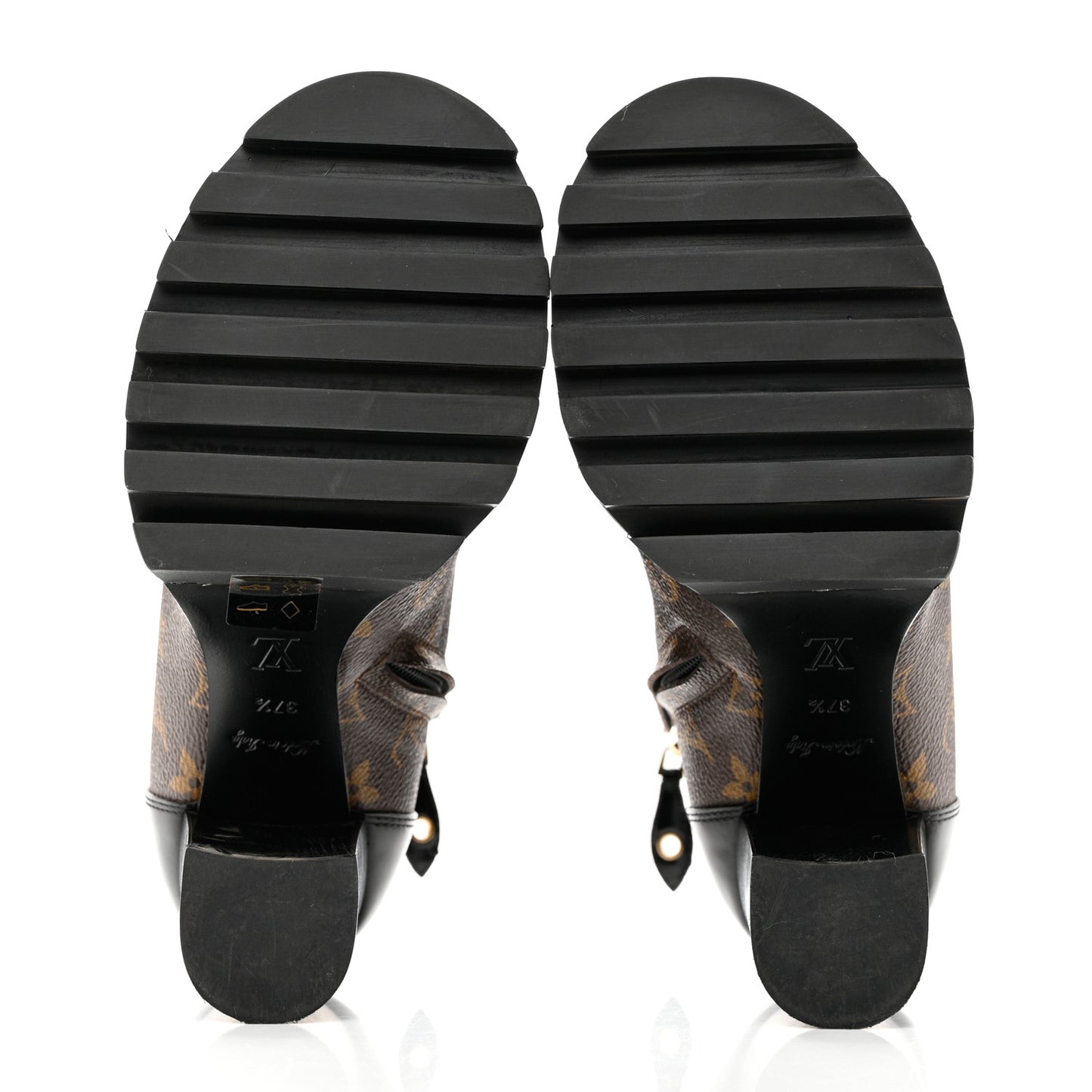 Patent Calfskin Monogram Star Trail Ankle Boots 37.5 Black