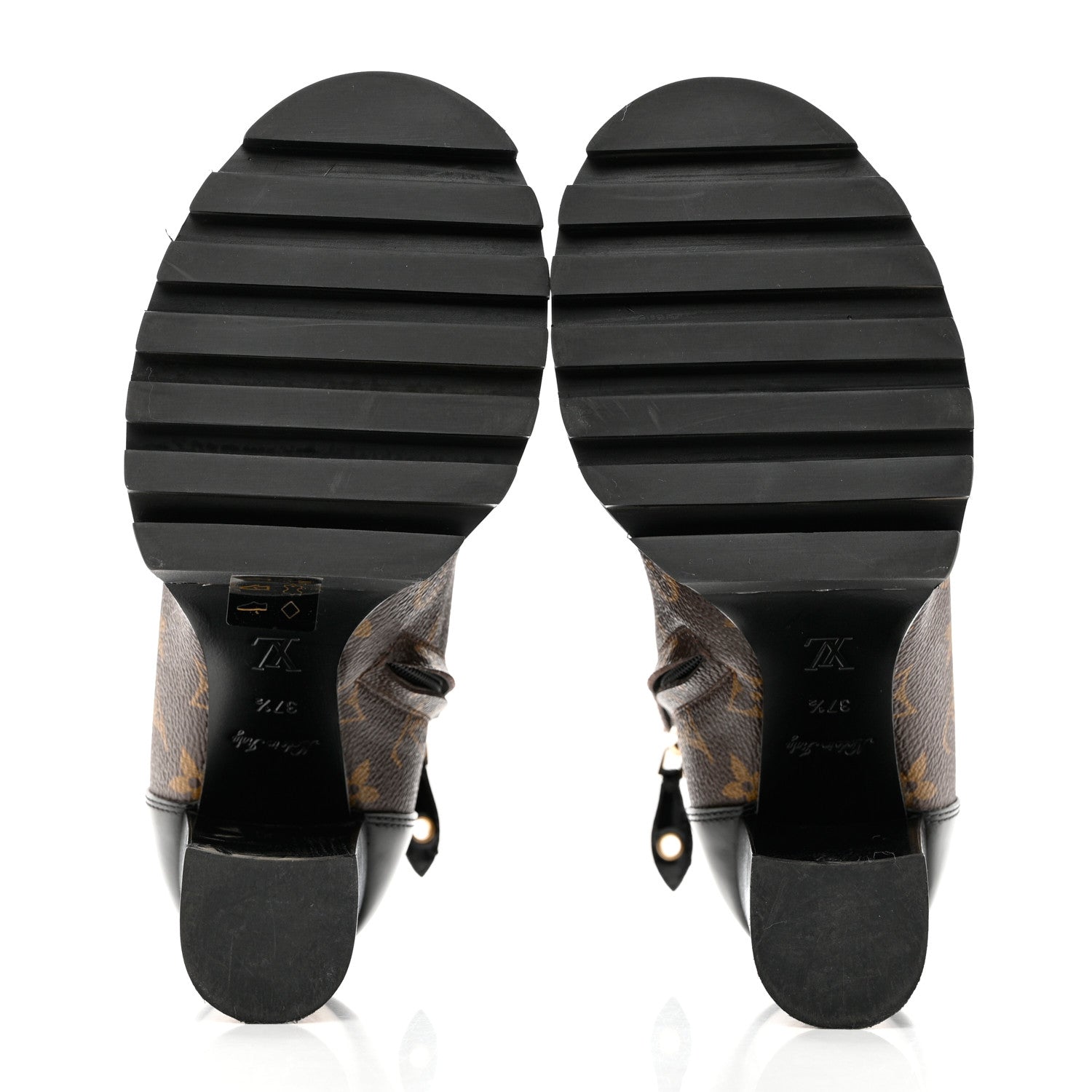 Louis Vuitton Patent Calfskin Monogram Star Trail Ankle Boots 37.5 Black 5 of 8