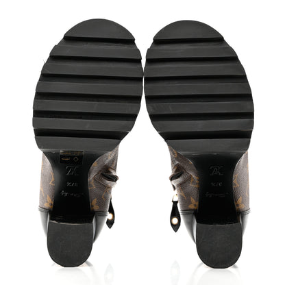 Louis Vuitton Patent Calfskin Monogram Star Trail Ankle Boots 37.5 Black 5 of 8