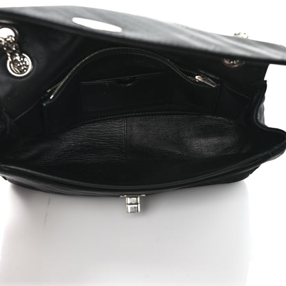 Balenciaga Nylon Jacquard Diagonal Logo Medium Scarf Lock Chain Shoulder Bag Black Red 6 of 14