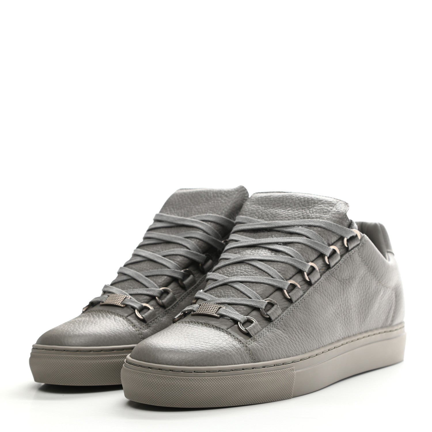 Balenciaga Grained Matte Calfskin Mens Low Top Sneakers 41 Gris Pyrite 3 of 9