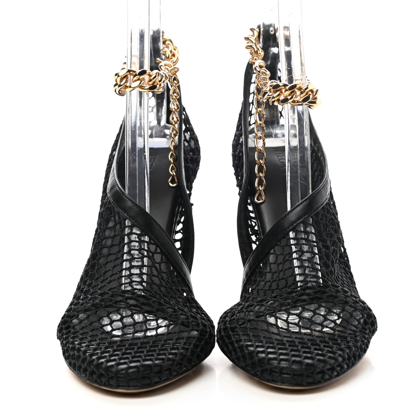 Mesh Nappa Chunky Chain Sandals 35 Black