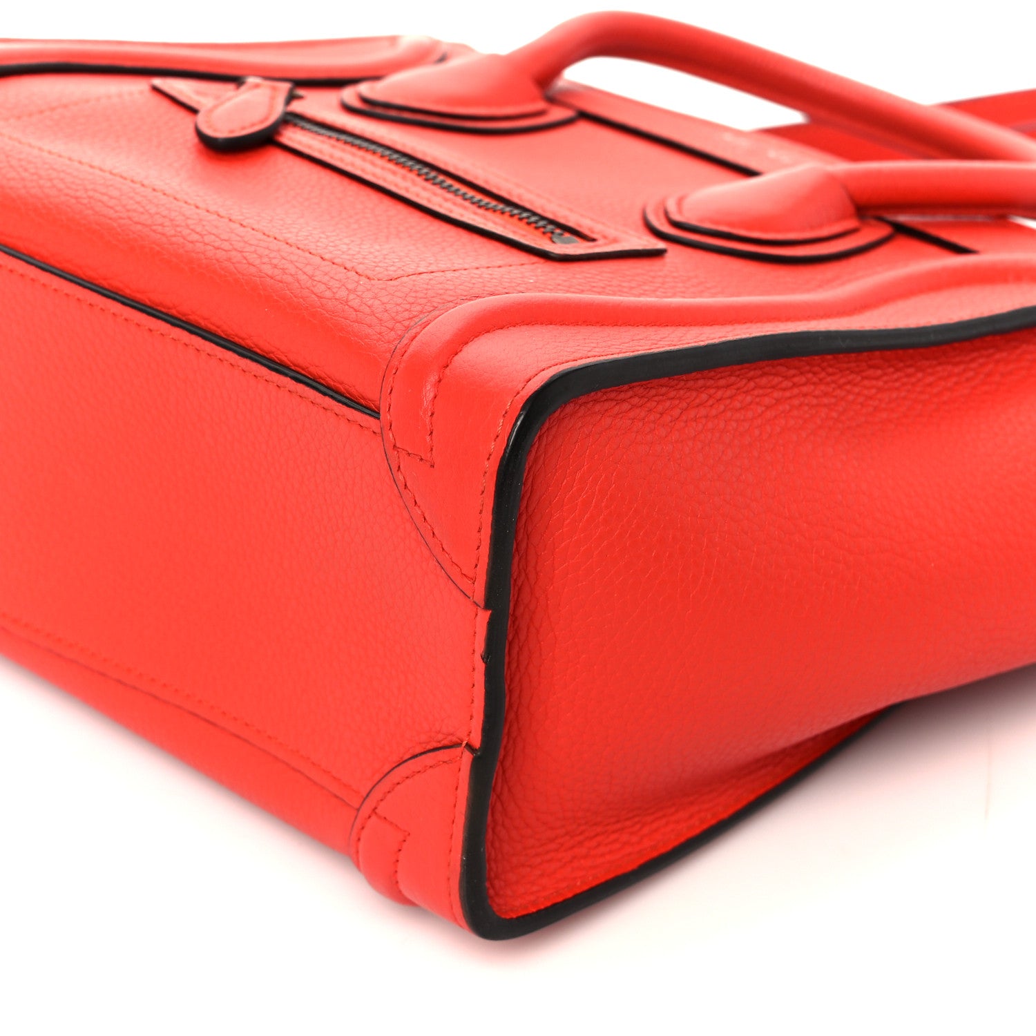 Celine Drummed Calfskin Nano Luggage Vermillion 10 of 10