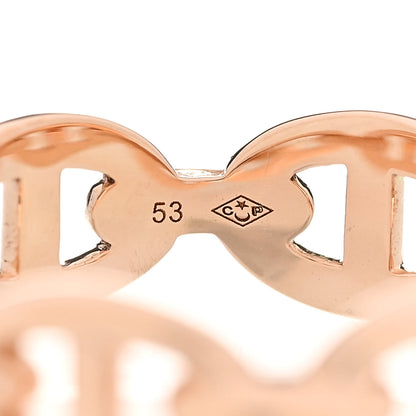 Hermes 18K Rose Gold PM Chaine d'Ancre Enchainee Ring 53 6.5 8 of 9