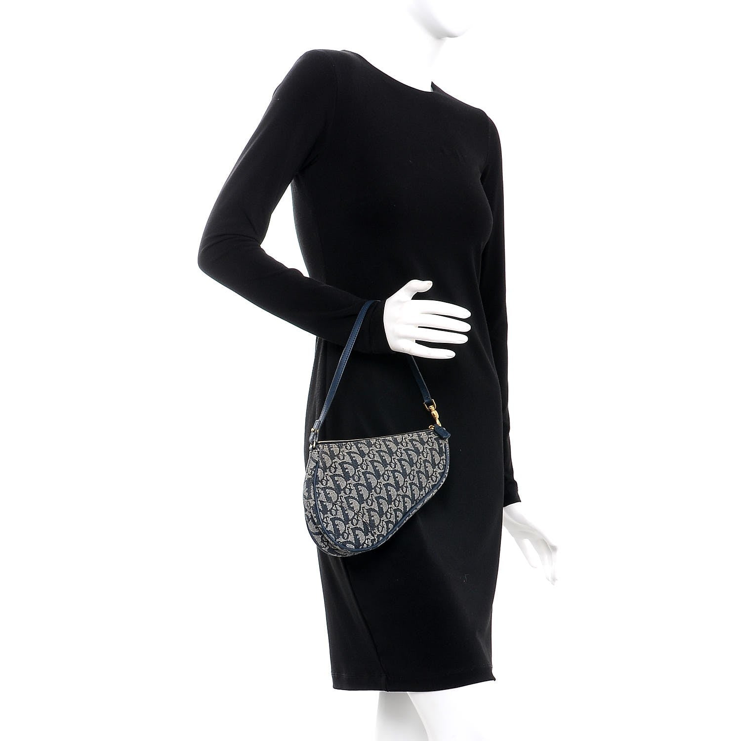 Christian Dior Monogram Mini Saddle Pochette Navy 2 of 8