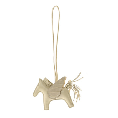 Hermes Milo Lambskin Matte Alligator Touch Grigri Rodeo Pegase Horse Bag Charm PM Craie Nata Beton 1 of 5