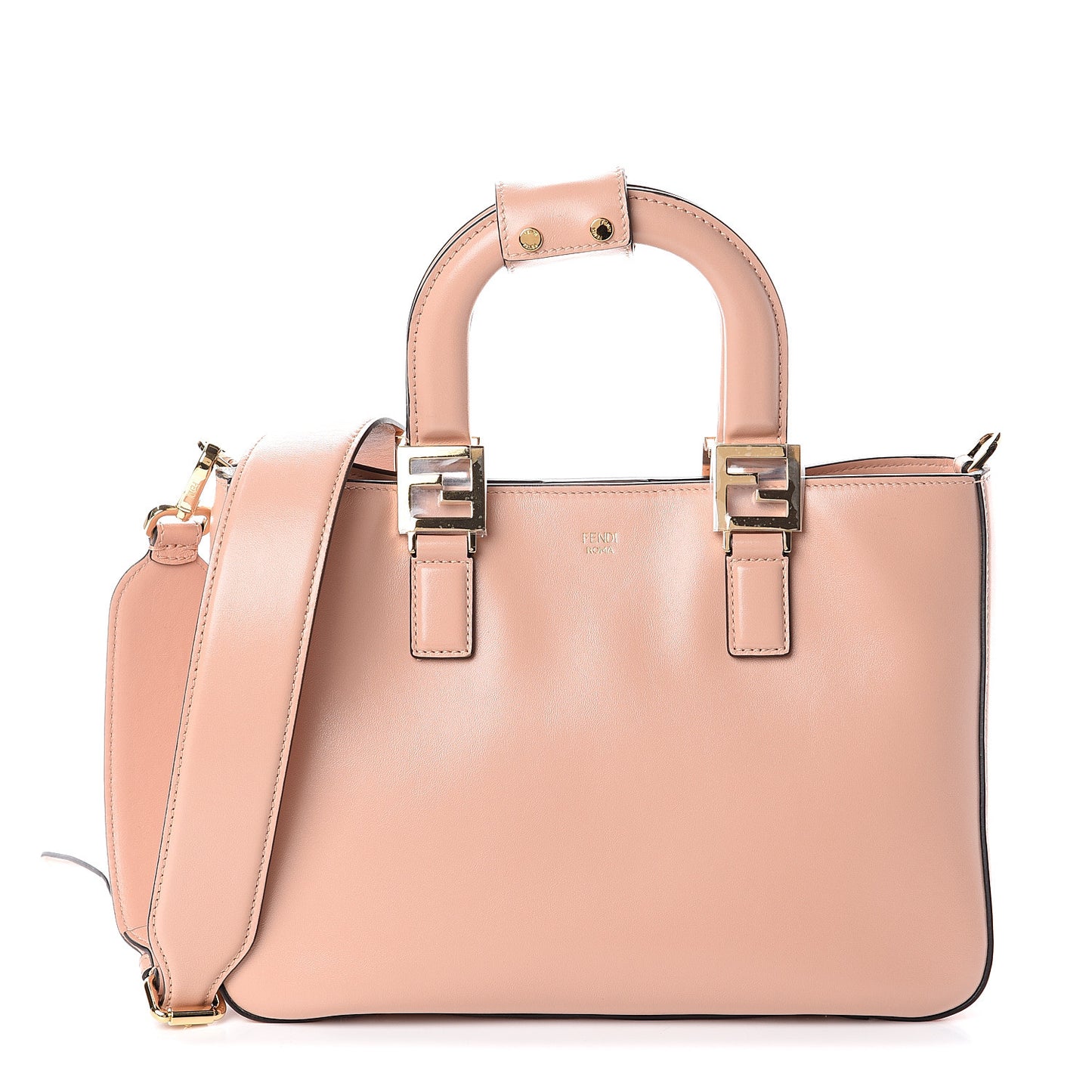 Vitello Glacier Small FF Tote Rosa Bourbon
