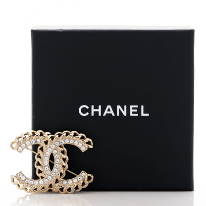 Chanel Crystal Chain CC Brooch Gold 6 of 6