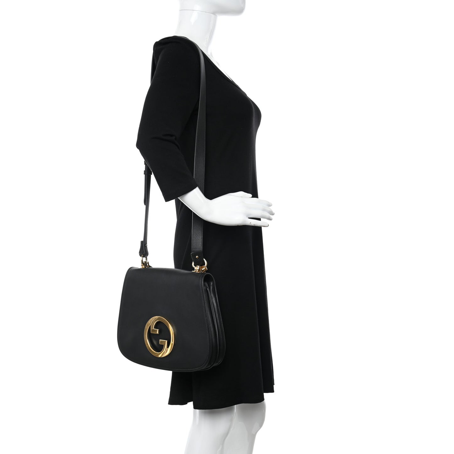 Roxy Calfskin Medium studded Blondie Shoulder Flap Bag Black