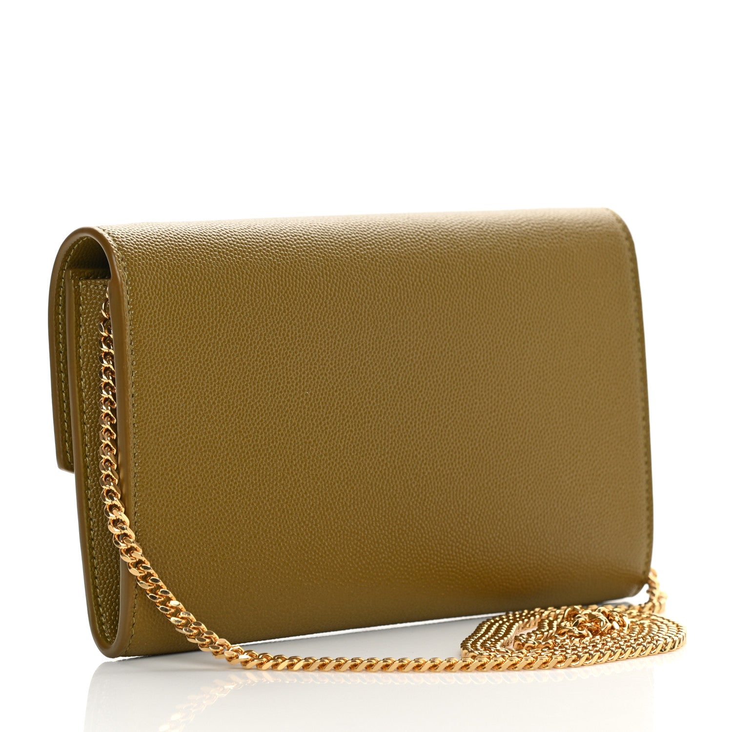 Saint Laurent Grain De Poudre Monogram Uptown Chain Wallet Olive 4 of 10