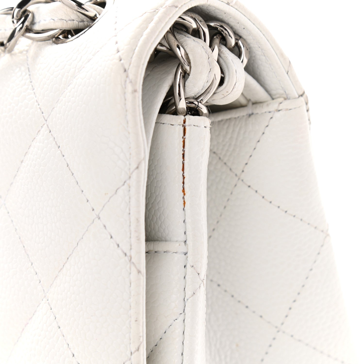 Chanel Caviar Quilted Jumbo Double Flap White 17 of 32