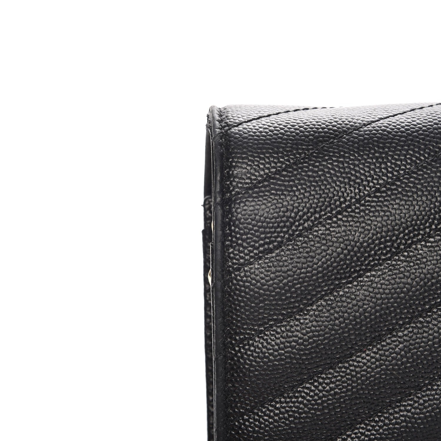 Saint Laurent Grain De Poudre Matelasse Chevron Monogram Chain Wallet Black 9 of 13