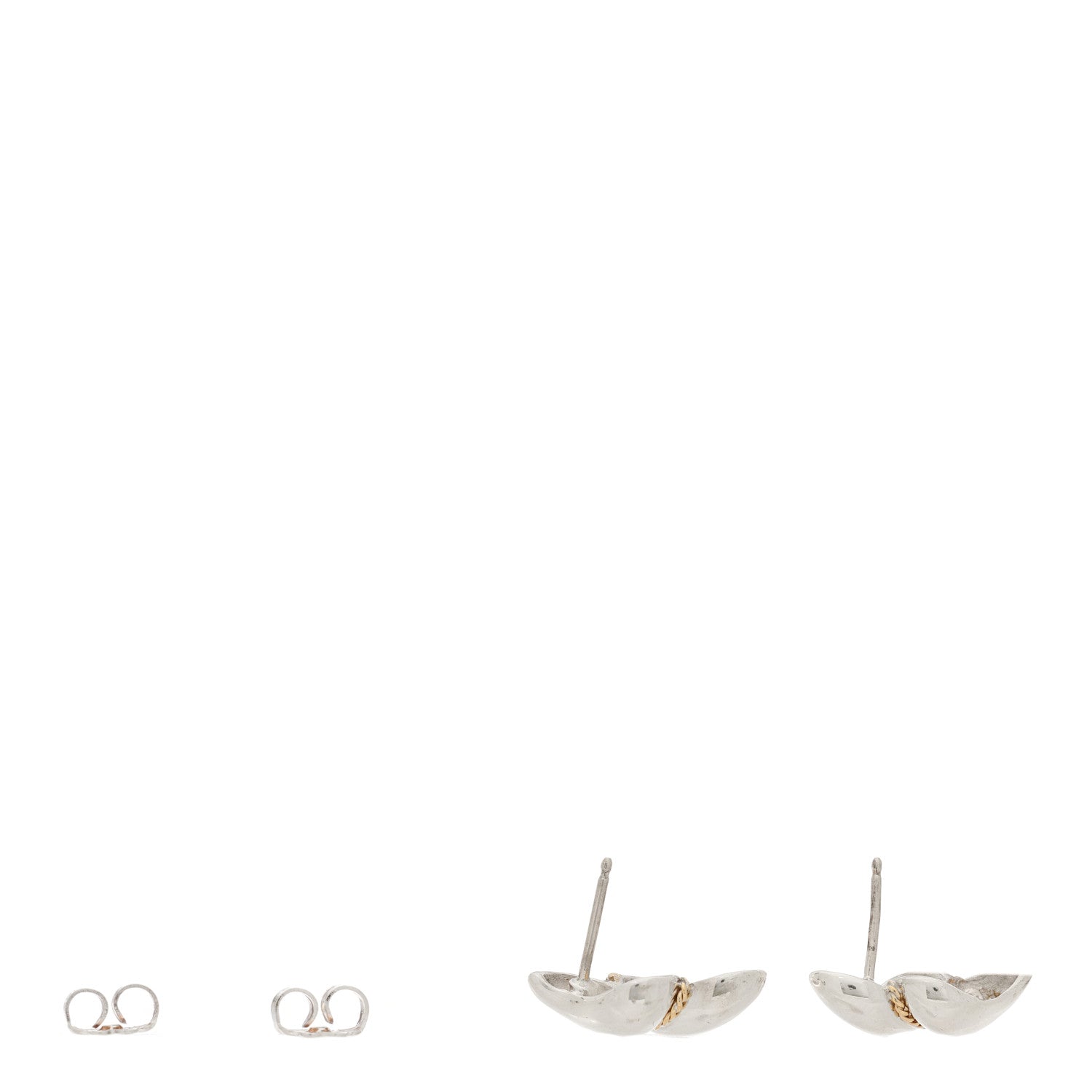 Tiffany Sterling Silver 14K Yellow Gold Chain Twist Earrings 3 of 4